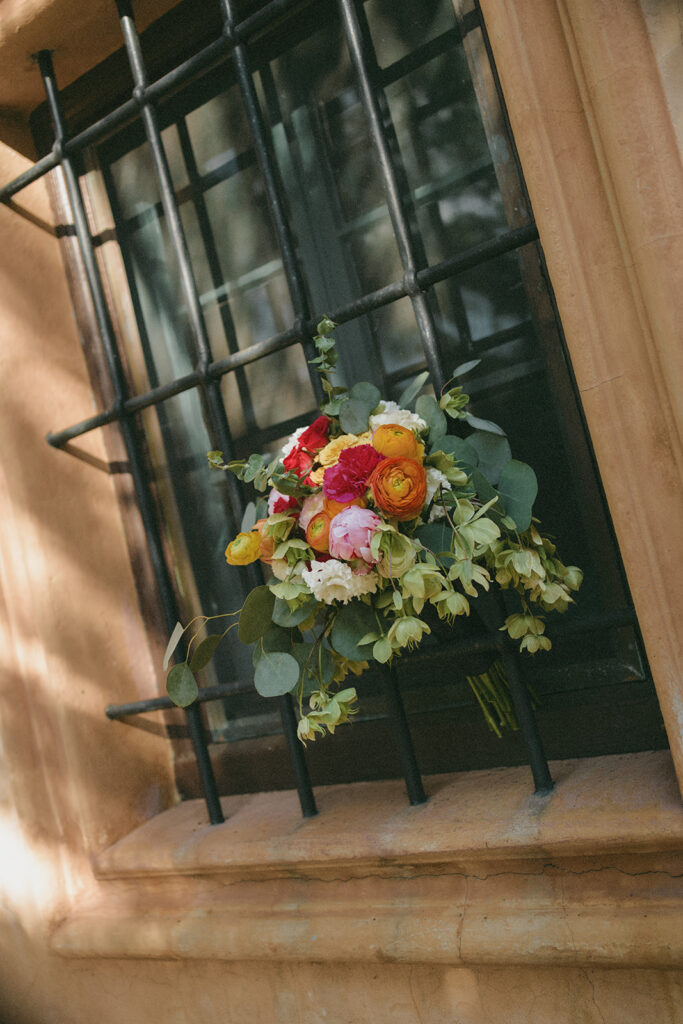 Detail shot of bridal bouquet from Casey and Nick's Bok Tower Gardens elopement day